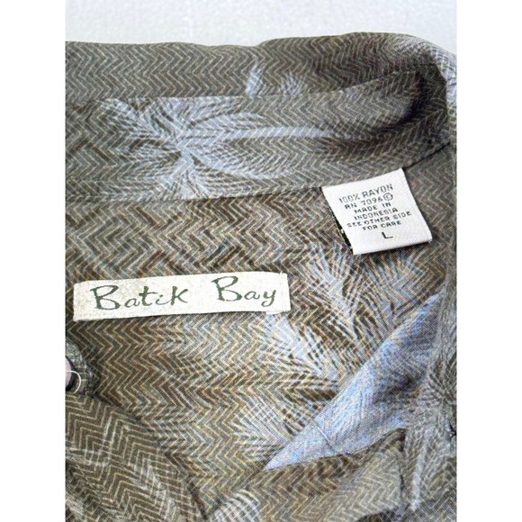 Batik Bay Mens Palm Tree Shirt Tropical Print Button Up Casual Short Sleeve L - Picture 5 of 7